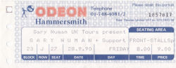 Gary Numan London Ticket 1990